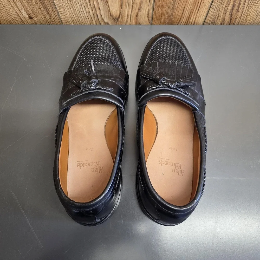 Allen Edmonds Shoes Men 10 EEE Black Leather Tassel Kiltie Loafers 1809